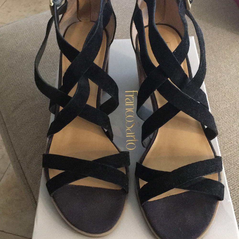 Franco Sarto Size 10M heels. Black Strappy.